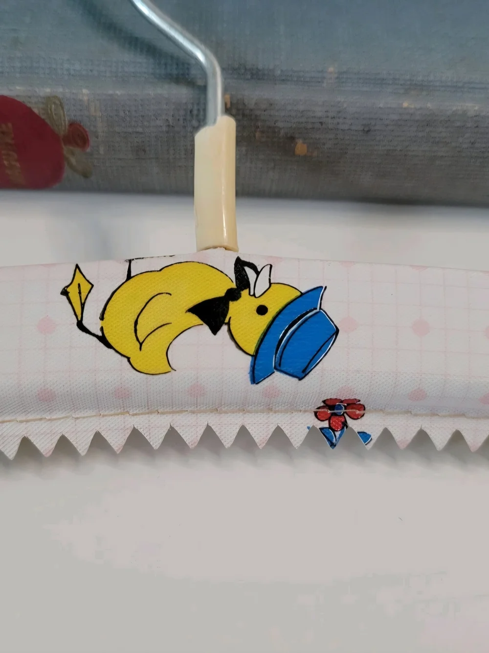 Children's Printed Padded Hangers - White with Multicolor Cartoon Print